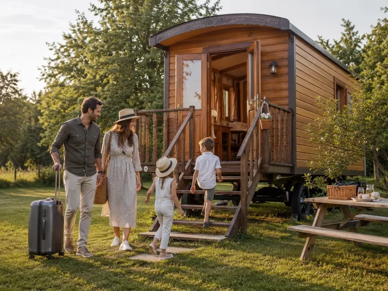Cabane, yourte ou roulotte en Ard�che avec des enfants ?